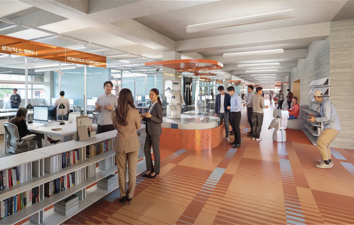 Deep-tech research floor — AI, bio and robotics clusters.